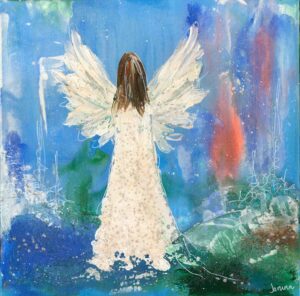 1121 Engel -blå-  40×40