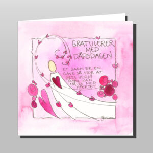 Dåpskort rosa (dobbelt kort)