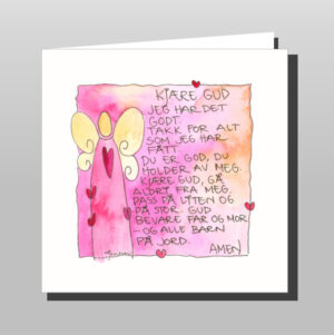 Kjære Gud rosa (dobbelt kort)