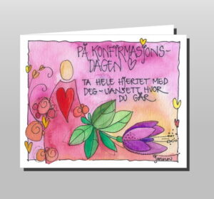 Konfirmasjonskort rosa (dobbelt kort)